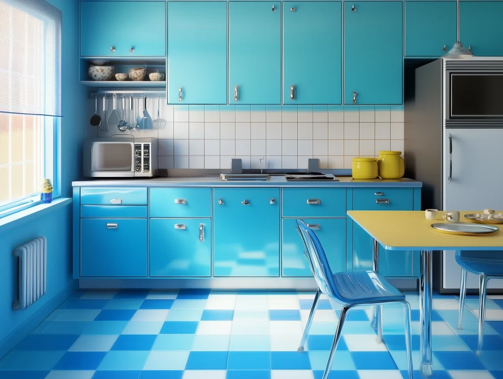blue retro kitchen
