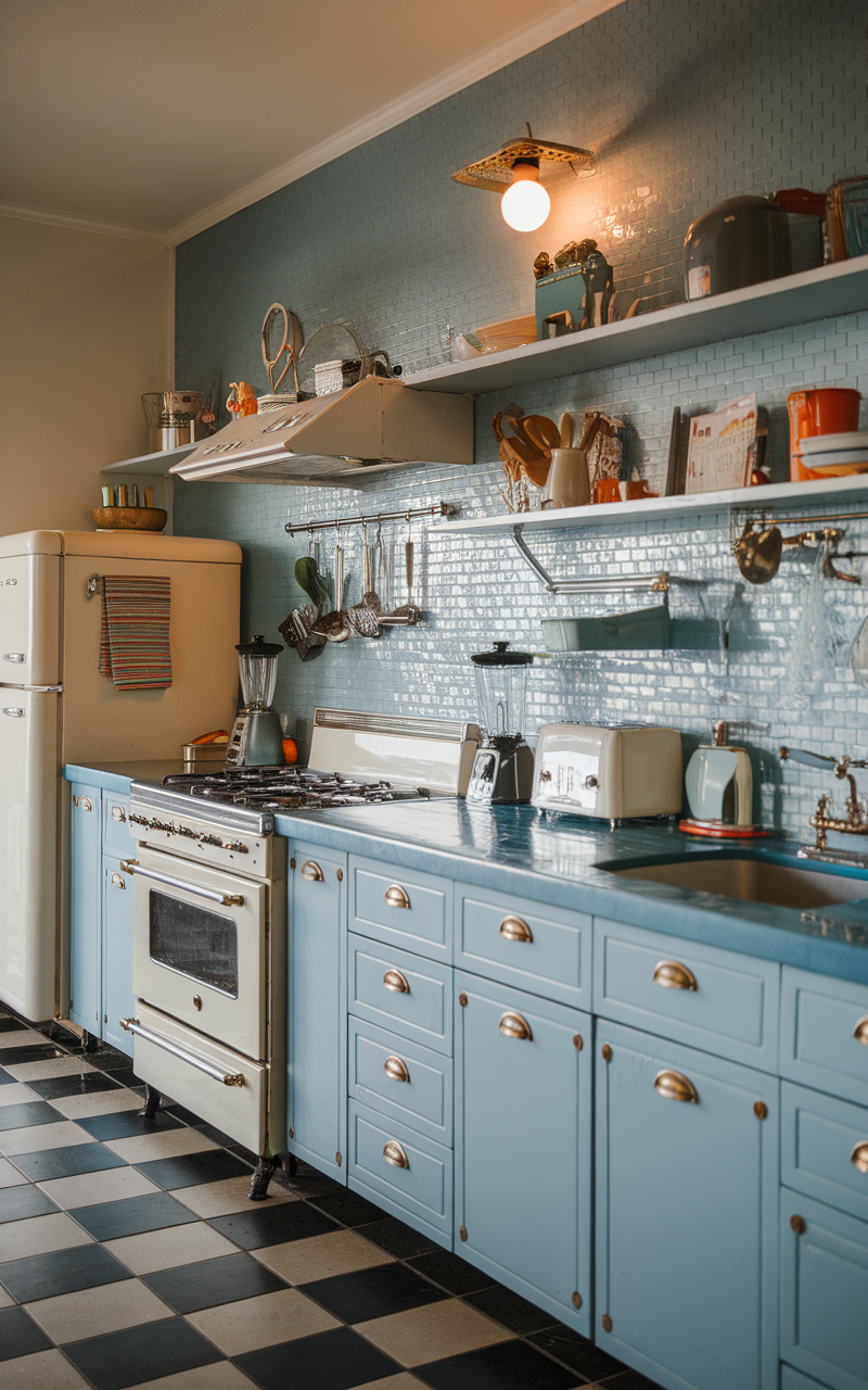 Blue retro kitchen ideas