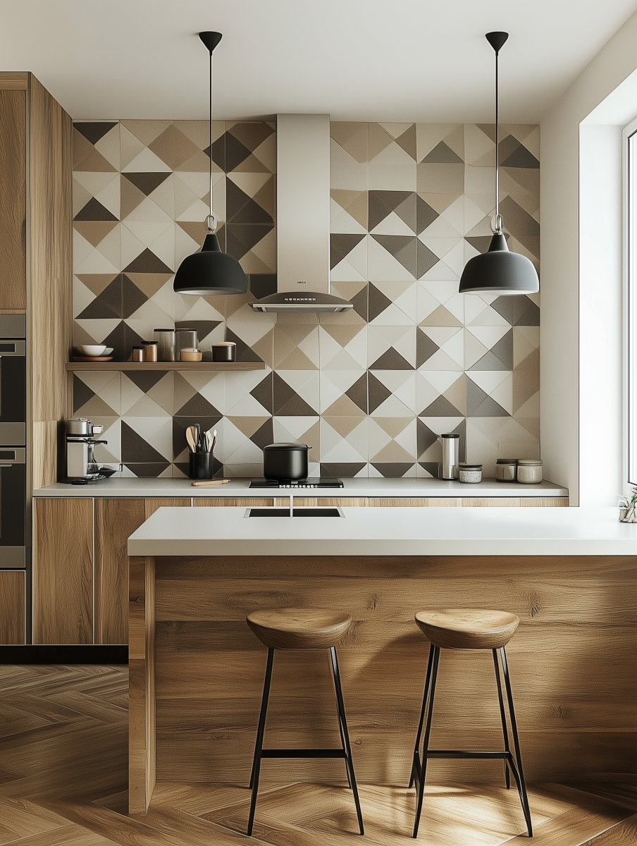 geometric wall tiles for kitchen