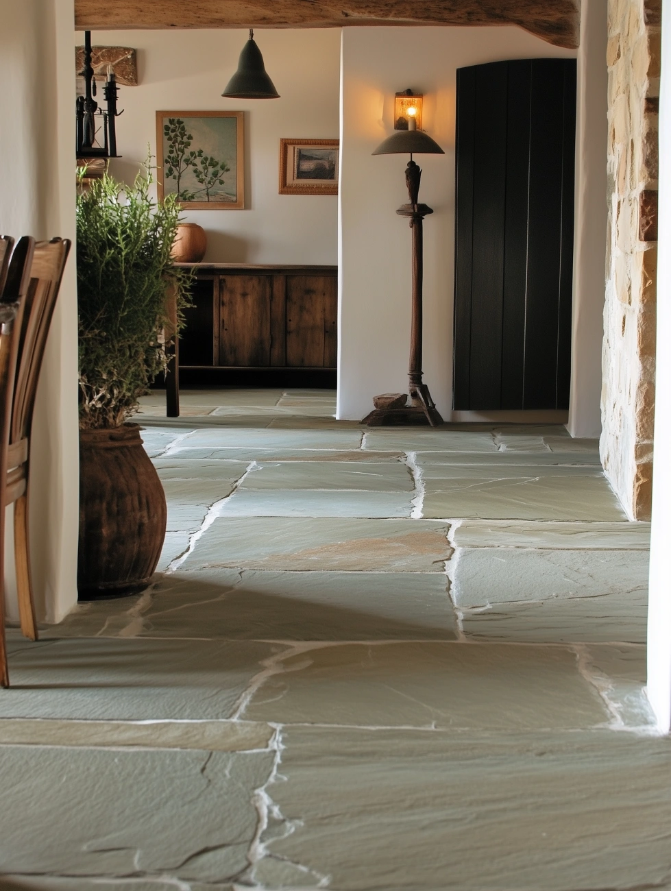 kitchen floor tile ideas - large flagstones