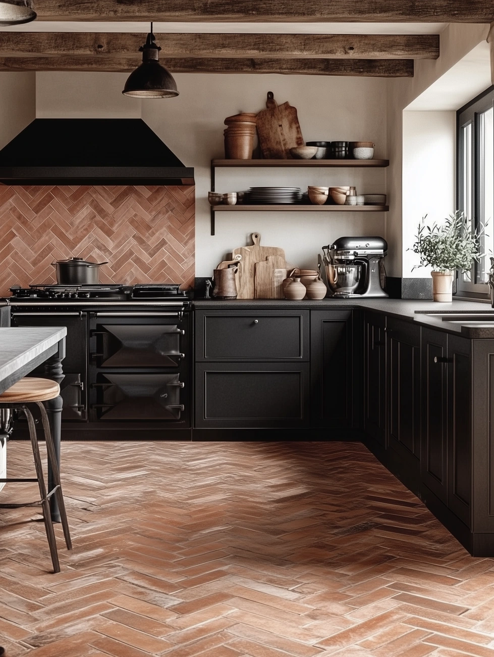 herringbone kitchen floor tiles