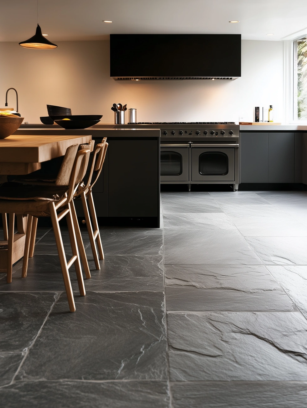 grey slate kitchen floor tile idea
