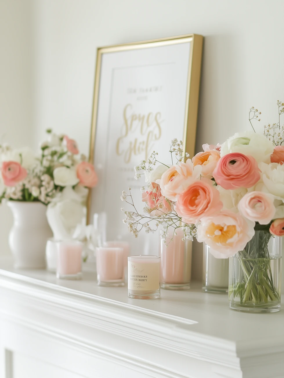 spring home decor - mantelpiece