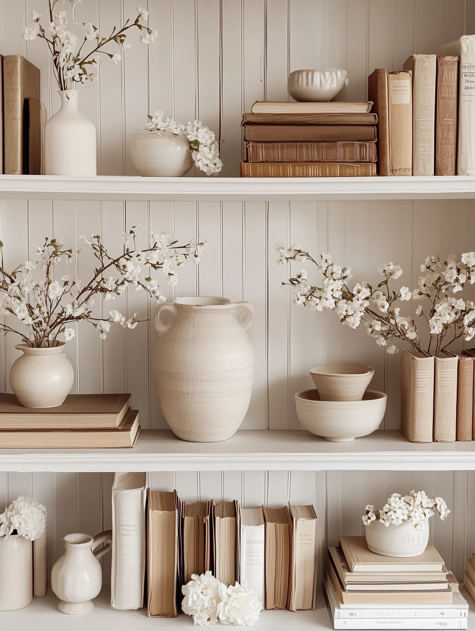 spring decorating ideas - beautiful bookshelves