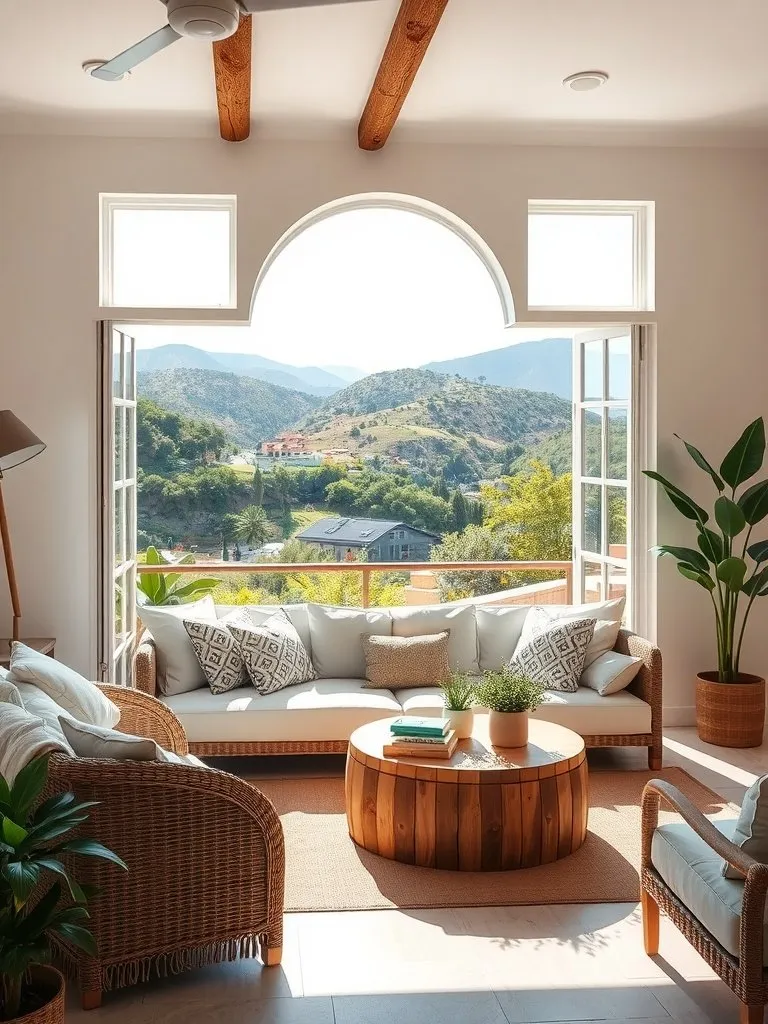 A vibrant living room filled with various indoor plants, showcasing a lush and green decor atmosphere.