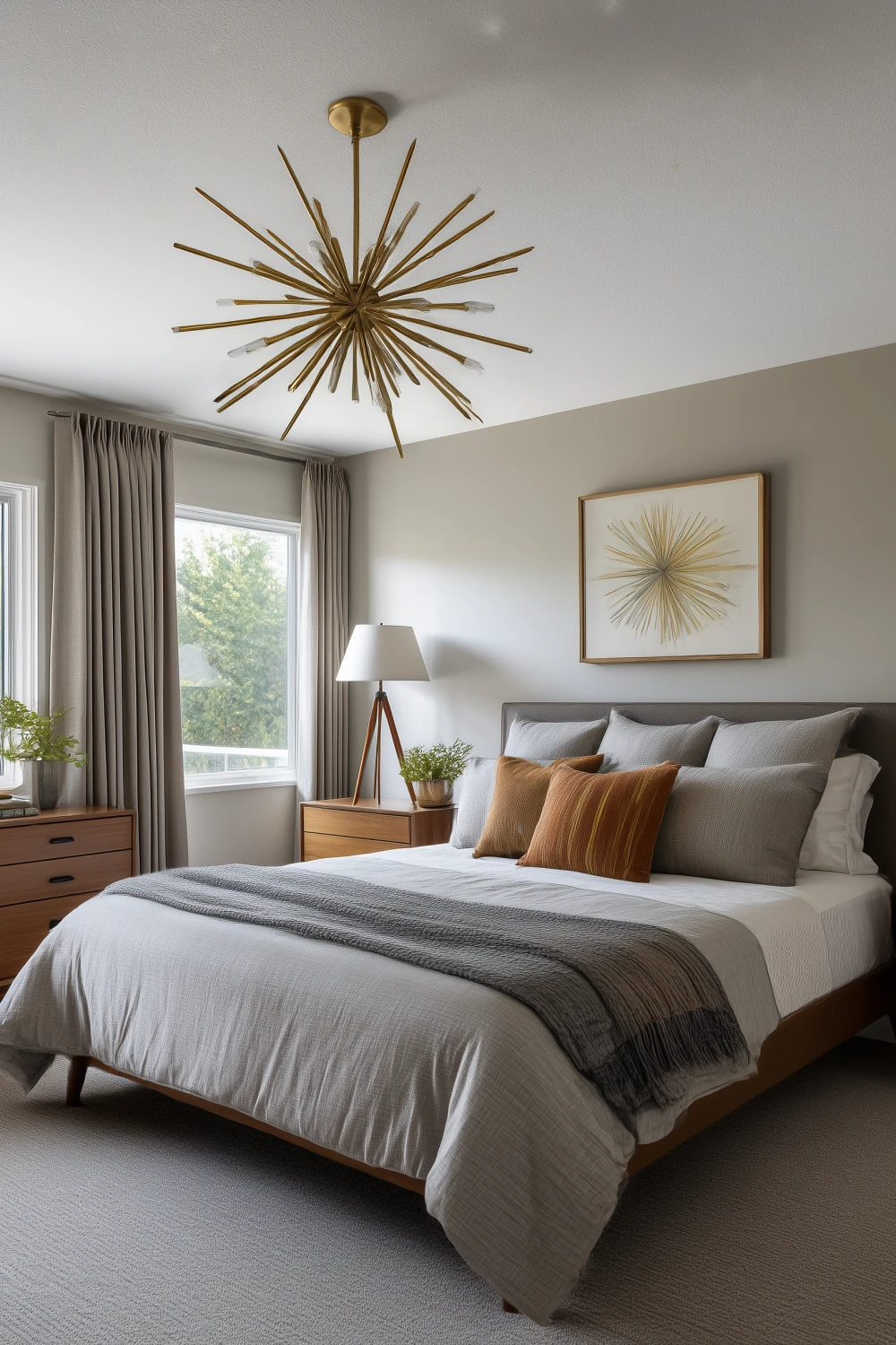 midcentury modern bedroom - atomic lighting
