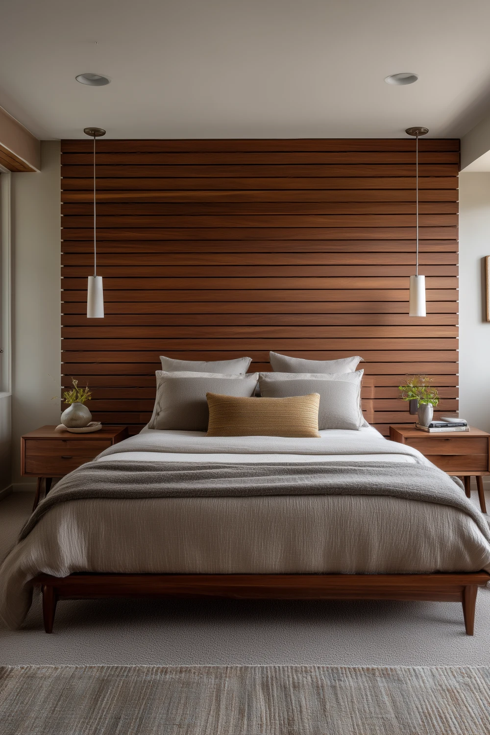 midcentury modern bedroom - accent wall